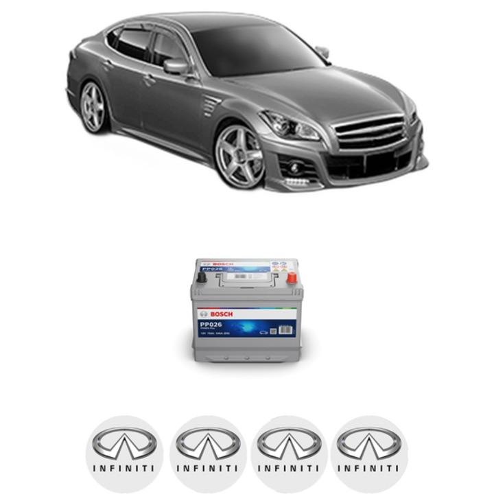 Baterie Acumulator 70 Ah 12 V 540 A INFINITI M (Y51) 37 din 2010 KW 235 CP 320 CMC 3696, auto, Bosch, 4x Stickere auto cu INFINITI