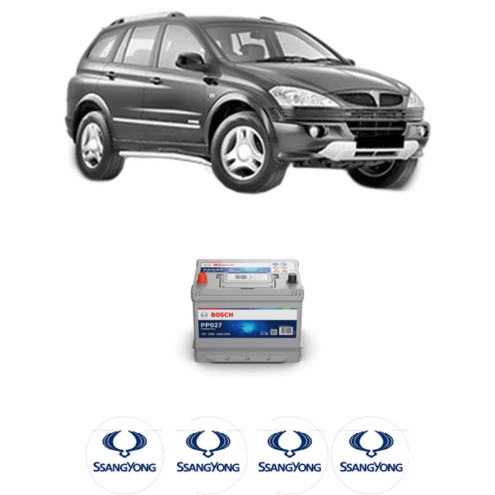 Baterie Acumulator 70 Ah 12 V 540 A SSANGYONG ACTYON I 2.3 4x4 din 2006 KW 110 CP 150 CMC 2295, auto, Bosch, 4x Stickere auto cu SSANGYONG