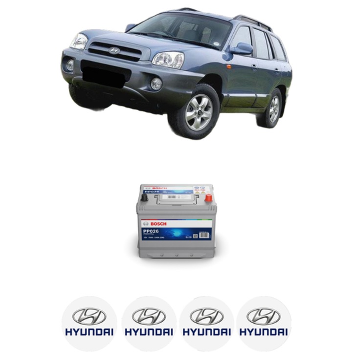 Baterie Acumulator 70 Ah 12 V 540 A HYUNDAI SANTA FÉ II SUV Van (CM) CRDi 4x4 din 2009-2013 KW 145 CP 197 CMC 2199, auto, Bosch, 4x Stickere auto cu HYUNDAI