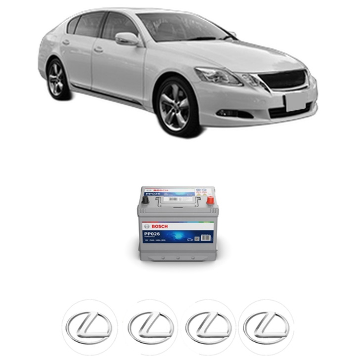 Baterie Acumulator 70 Ah 12 V 540 A LEXUS GS (_S19_) 450h (GRS191_, GWS191_, GRS191R, GWS191R) din 2006-2011 KW 254 CP 345 CMC 3456, auto, Bosch, 4x Stickere auto cu LEXUS