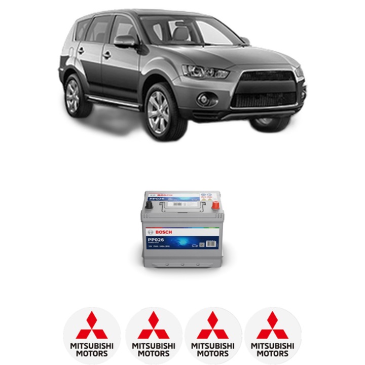 Baterie Acumulator 70 Ah 12 V 540 A MITSUBISHI OUTLANDER III (GG_W, GF_W, ZJ, ZL, ZK) 2.2 Di-D 4WD din 2015-2018 KW 121 CP 165 CMC 2268, auto, Bosch, 4x Stickere auto cu MITSUBISHI