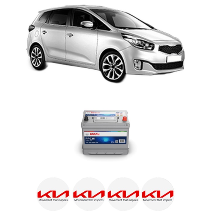 Baterie Acumulator 70 Ah 12 V 540 A KIA CARENS IV 1.7 CRDi din 2013-2016 KW 85 CP 116 CMC 1685, auto, Bosch, 4x Stickere auto cu KIA