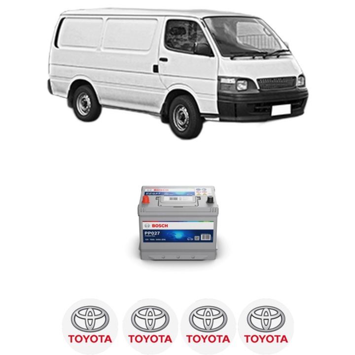 Baterie Acumulator 70 Ah 12 V 540 A TOYOTA HIACE IV Van (__H1_, __H2_) 2.5 D-4D (KLH12, KLH22) din 2006-2012 KW 70 CP 95 CMC 2494, auto, Bosch, 4x Stickere auto cu TOYOTA
