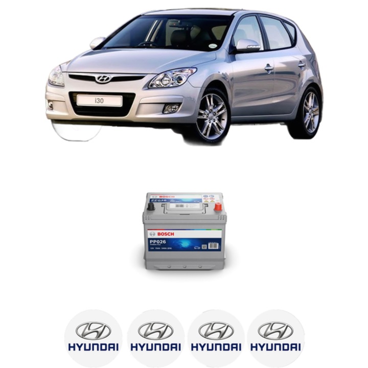 Baterie Acumulator 70 Ah 12 V 540 A HYUNDAI i30 Estate (FD) 1.6 CRDi din 2008-2012 KW 66 CP 90 CMC 1582, auto, Bosch, 4x Stickere auto cu HYUNDAI