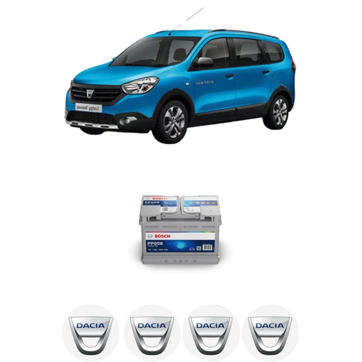 Baterie Acumulator 77 Ah 12 V 780 A DACIA LODGY (JS_) 1.5 Blue dCi 95 (JSJL, JSN7) din 2018 KW 70 CP 95 CMC 1461, auto, Bosch, 4x Stickere auto cu DACIA