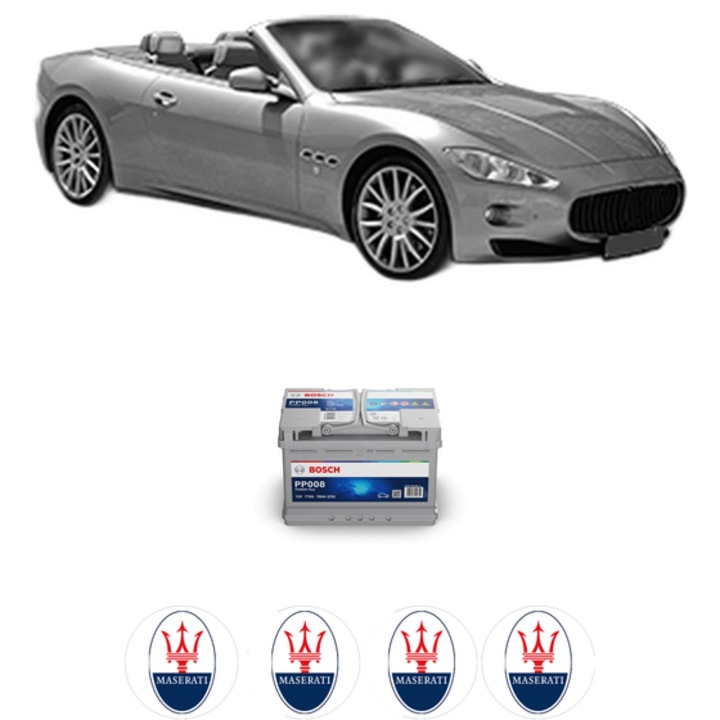 Baterie Acumulator 77 Ah 12 V 780 A MASERATI GRANCABRIO 4.7 din 2011-2017 KW 331 CP 450 CMC 4691, auto, Bosch, 4x Stickere auto cu MASERATI