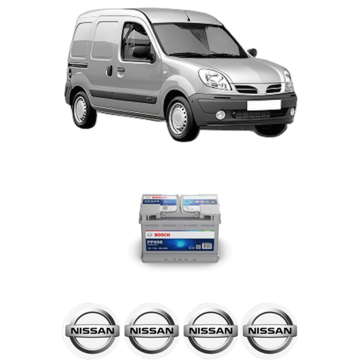 Baterie Acumulator 77 Ah 12 V 780 A NISSAN KUBISTAR Van (X76) 1.5 dCi din 2003 KW 48 CP 65 CMC 1461, auto, Bosch, 4x Stickere auto cu NISSAN
