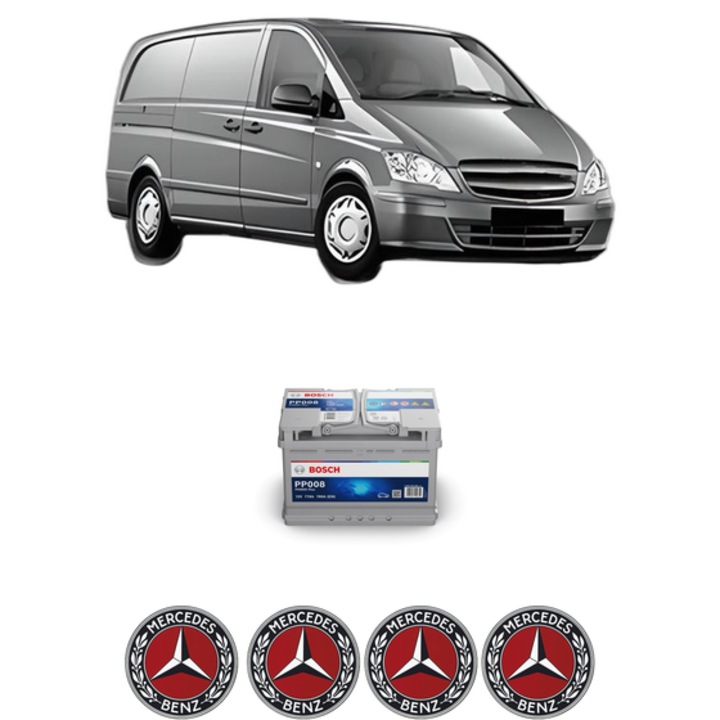 Baterie Acumulator 77 Ah 12 V 780 A MERCEDES-BENZ VITO Van (W447) 119 CDI / BlueTEC 4x4 (447.601, 447.603, 447.605) din 2015 KW 140 CP 190 CMC 2143, auto, Bosch, 4x Stickere auto cu MERCEDES-BENZ