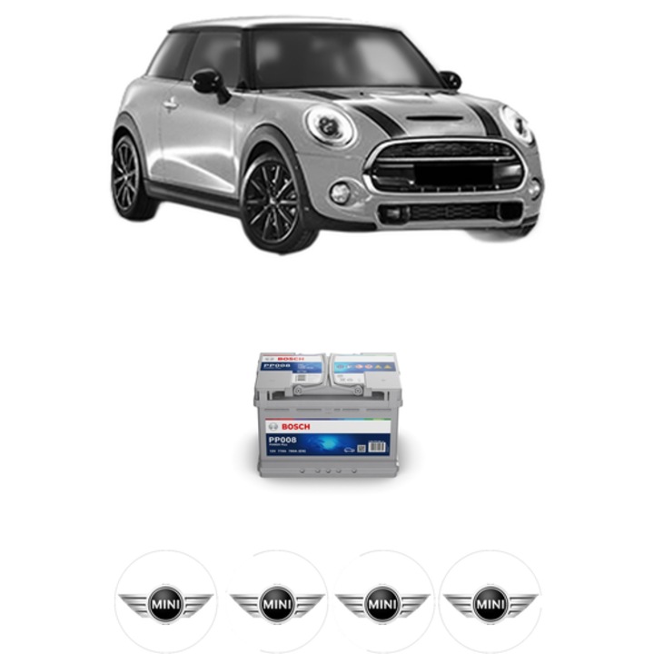 Baterie Acumulator 77 Ah 12 V 780 A MINI MINI (F56) Cooper din 2013 KW 100 CP 136 CMC 1499, auto, Bosch, 4x Stickere auto cu MINI
