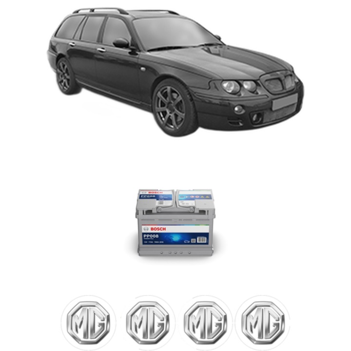 Baterie Acumulator 77 Ah 12 V 780 A MG MG ZT- T 2.0 CDTi din 2002-2005 KW 85 CP 116 CMC 1951, auto, Bosch, 4x Stickere auto cu MG