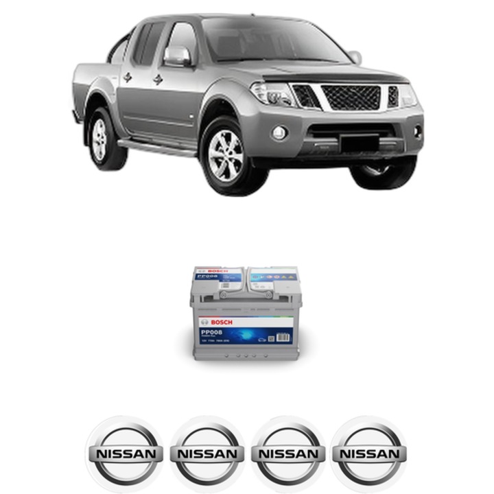 Baterie Acumulator 77 Ah 12 V 780 A NISSAN NAVARA NP300 (D40) 2.5 dCi 4WD din 2007 KW 106 CP 144 CMC 2488, auto, Bosch, 4x Stickere auto cu NISSAN