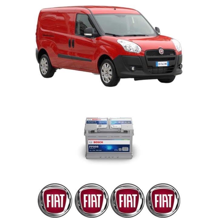 Baterie Acumulator 77 Ah 12 V 780 A FIAT DOBLO Cargo (263_) 1.4 din 2010-2023 KW 70 CP 95 CMC 1368, auto, Bosch, 4x Stickere auto cu FIAT
