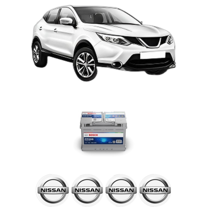 Baterie Acumulator 77 Ah 12 V 780 A NISSAN QASHQAI II (J11, J11_) 1.5 dCi din 2013 KW 81 CP 110 CMC 1461, auto, Bosch, 4x Stickere auto cu NISSAN