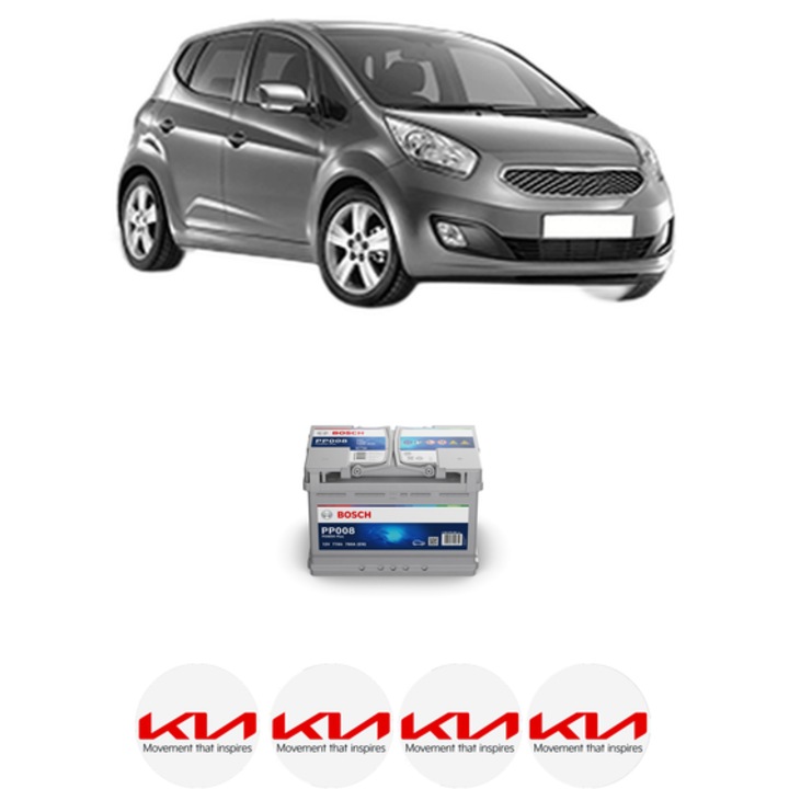 Baterie Acumulator 77 Ah 12 V 780 A KIA VENGA (YN) 1.6 CRDi 115 din 2010-2019 KW 85 CP 116 CMC 1582, auto, Bosch, 4x Stickere auto cu KIA