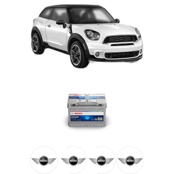 Baterie Acumulator 77 Ah 12 V 780 A MINI MINI PACEMAN (R61) Cooper S din 2014-2016 KW 140 CP 190 CMC 1598, auto, Bosch, 4x Stickere auto cu MINI