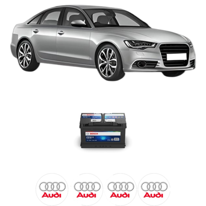 Baterie Acumulator 85 Ah 12 V 740 A AUDI A6 C7 (4G2, 4GC) 3.0 TDI quattro din 2014-2018 KW 240 CP 326 CMC 2967, auto, Bosch, 4x Stickere auto cu AUDI