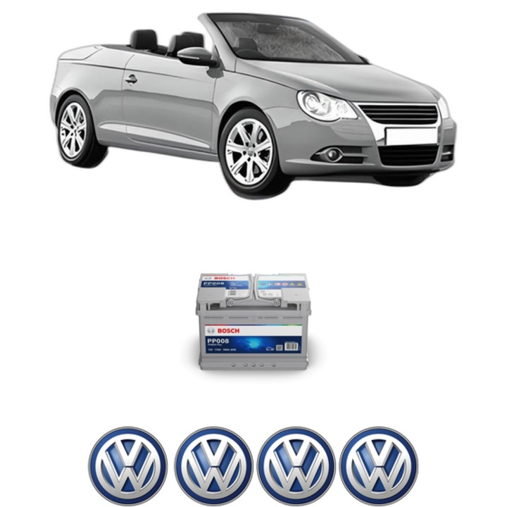 Baterie Acumulator 77 Ah 12 V 780 A Volkswagen EOS (1F7, 1F8) 1.4 TSI din 2007-2015 KW 90 CP 122 CMC 1390, auto, Bosch, 4x Stickere auto cu Volkswagen