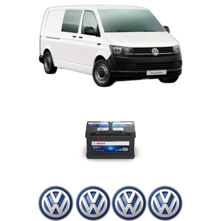 Baterie Acumulator 85 Ah 12 V 740 A Volkswagen TRANSPORTER T6 / CARAVELLE T6 Bus (SGB, SGJ, SHB, SHJ) 2.0 TSI 4motion din 2015-2019 KW 150 CP 204 CMC 1984, auto, Bosch, 4x Stickere auto cu Volkswagen