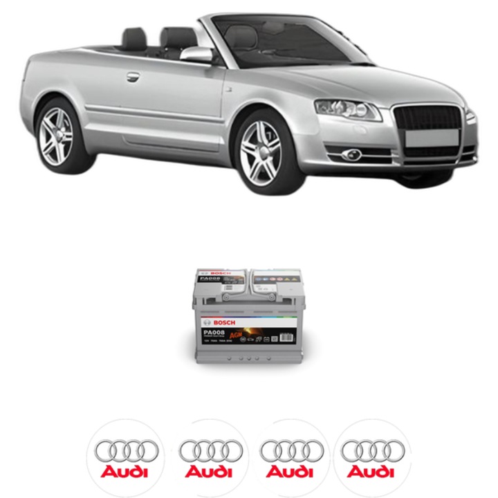 Baterie Acumulator 70 Ah 12 V 760 A AUDI A4 B6 Convertible (8H7) 1.8 T din 2002-2005 KW 120 CP 163 CMC 1781, auto, Bosch, 4x Stickere auto cu AUDI