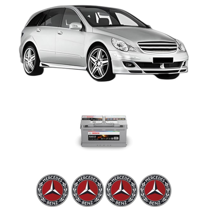 Baterie Acumulator 95 Ah 12 V 830 A MERCEDES-BENZ R-CLASS (W251, V251) R 300 CDI 4-matic (251.020) din 2009-2012 KW 140 CP 190 CMC 2987, auto, Bosch, 4x Stickere auto cu MERCEDES-BENZ