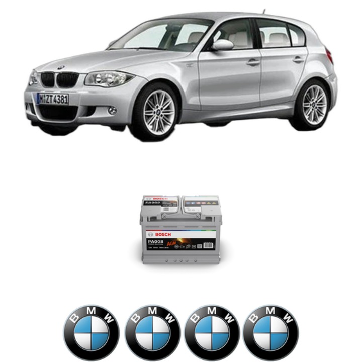 Baterie Acumulator 70 Ah 12 V 760 A BMW Seria 1 (E87) 130 i din 2005-2007 KW 195 CP 265 CMC 2996, auto, Bosch, 4x Stickere auto cu BMW