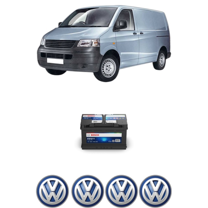 Baterie Acumulator 85 Ah 12 V 740 A Volkswagen TRANSPORTER T5 Van (7HA, 7HH, 7EA, 7EH) 2.0 TDI 4motion din 2010-2015 KW 100 CP 136 CMC 1968, auto, Bosch, 4x Stickere auto cu Volkswagen