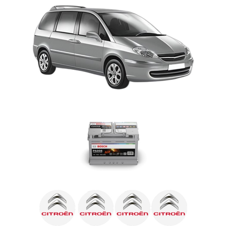 Baterie Acumulator 70 Ah 12 V 760 A CITROEN C8 (EA_, EB_) 2.0 HDi din 2002 KW 80 CP 109 CMC 1997, auto, Bosch, 4x Stickere auto cu CITROEN