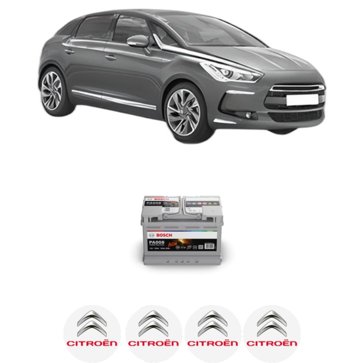 Baterie Acumulator 70 Ah 12 V 760 A CITROEN DS5 2.0 BlueHDi 180 din 2013-2015 KW 133 CP 180 CMC 1997, auto, Bosch, 4x Stickere auto cu CITROEN