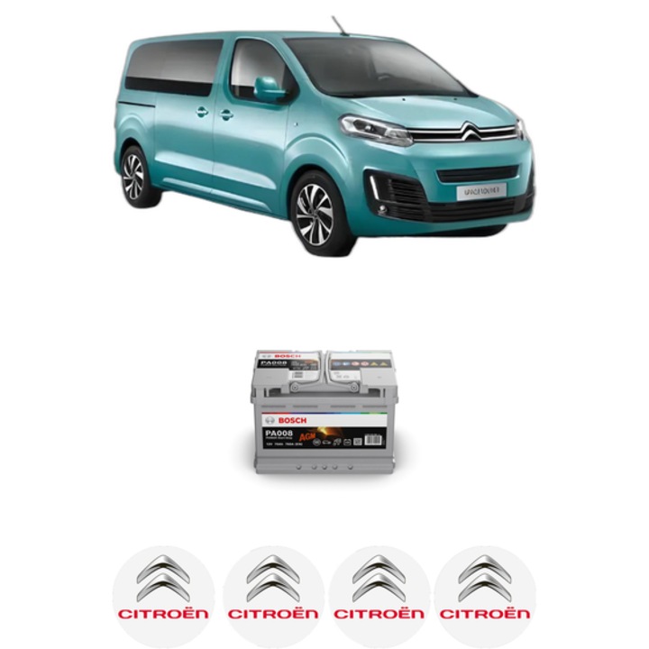 Baterie Acumulator 70 Ah 12 V 760 A CITROEN SPACETOURER Bus (V_) 1.5 BlueHDi 120 din 2018 KW 88 CP 120 CMC 1499, auto, Bosch, 4x Stickere auto cu CITROEN