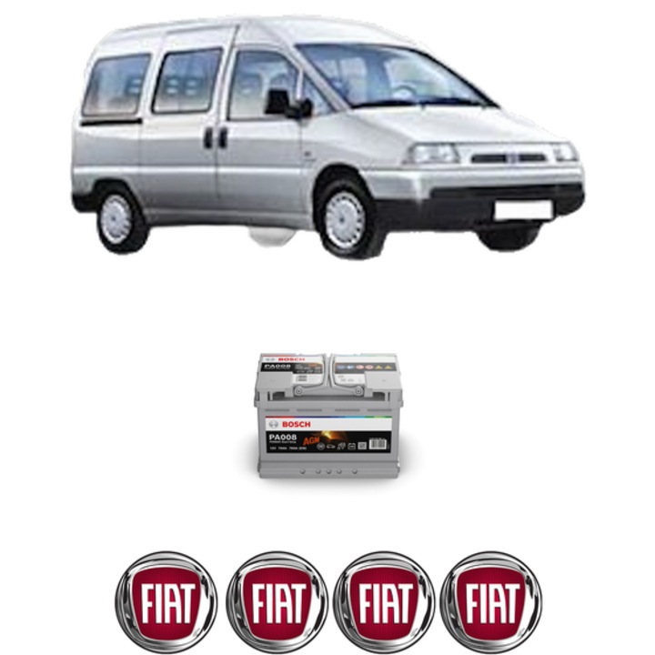 Baterie Acumulator 70 Ah 12 V 760 A FIAT SCUDO Bus (270_, 272_) 2.0 D Multijet din 2007-2016 KW 100 CP 136 CMC 1997, auto, Bosch, 4x Stickere auto cu FIAT