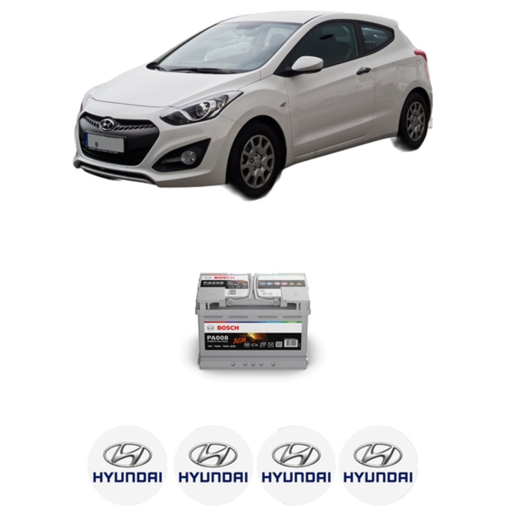 Baterie Acumulator 70 Ah 12 V 760 A HYUNDAI i30 Coupe 1.6 CRDi din 2013 KW 81 CP 110 CMC 1582, auto, Bosch, 4x Stickere auto cu HYUNDAI