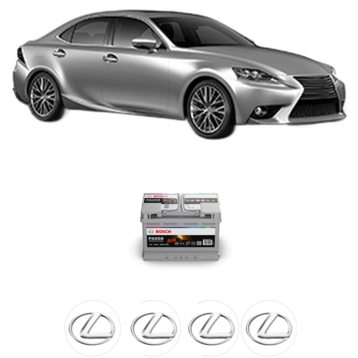 Baterie Acumulator 70 Ah 12 V 760 A LEXUS IS III (_E3_) 300h (AVE30_, AVE30R) din 2013-2020 KW 162 CP 220 CMC 2494, auto, Bosch, 4x Stickere auto cu LEXUS
