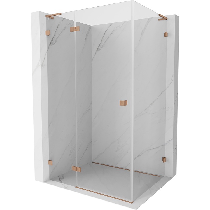 Mexen Lunar L cabina de dus cu deschidere spre stanga 80 x 70 cm, transparent, cupru periat - 834L-080-070-65-00-L
