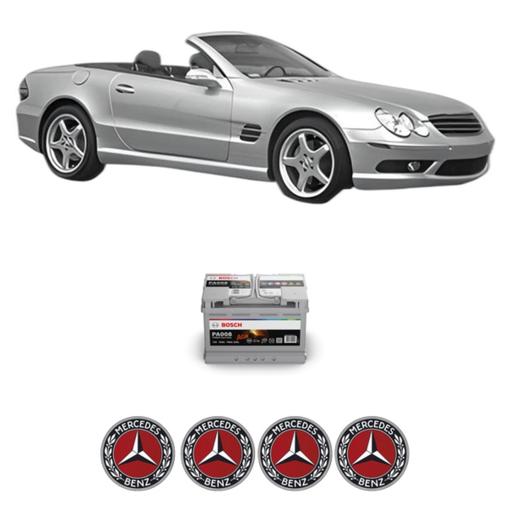 Baterie Acumulator 70 Ah 12 V 760 A MERCEDES-BENZ SL (R230) 500 (230.471) din 2006-2012 KW 285 CP 388 CMC 5461, auto, Bosch, 4x Stickere auto cu MERCEDES-BENZ
