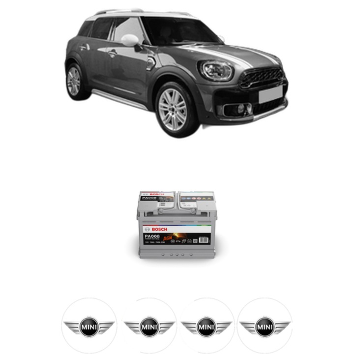 Baterie Acumulator 70 Ah 12 V 760 A MINI MINI COUNTRYMAN (F60) Cooper D ALL4 din 2016 KW 100 CP 136 CMC 1995, auto, Bosch, 4x Stickere auto cu MINI