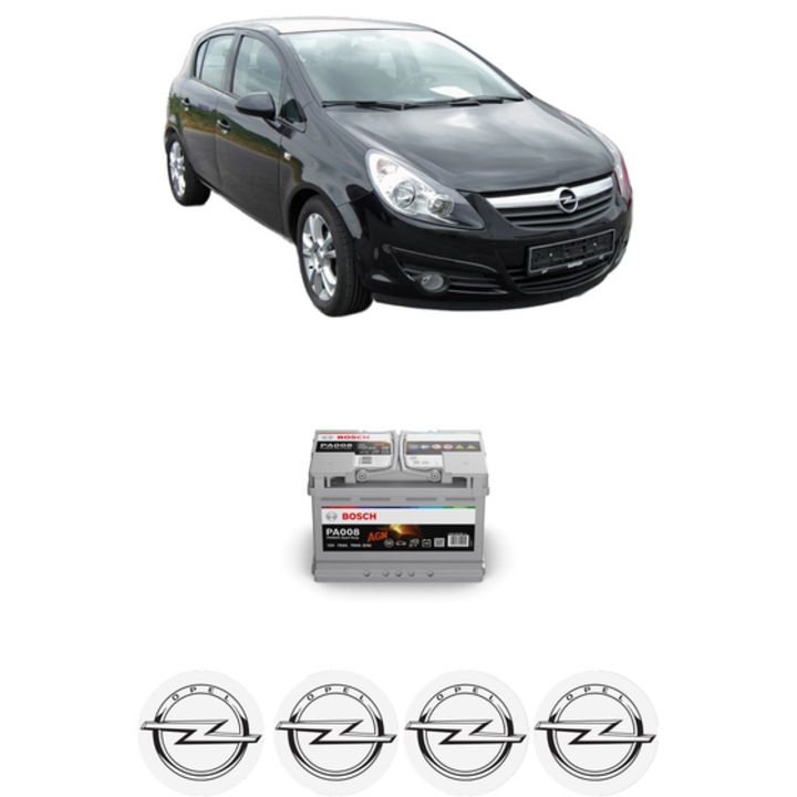 Baterie Acumulator 70 Ah 12 V 760 A OPEL CORSA D (S07) 1.3 CDTI (L08, L68) din 2006-2014 KW 55 CP 75 CMC 1248, auto, Bosch, 4x Stickere auto cu OPEL