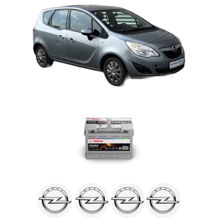 Baterie Acumulator 70 Ah 12 V 760 A OPEL MERIVA B VAN (S10) 1.3 CDTi (75) din 2013-2014 KW 70 CP 95 CMC 1248, auto, Bosch, 4x Stickere auto cu OPEL
