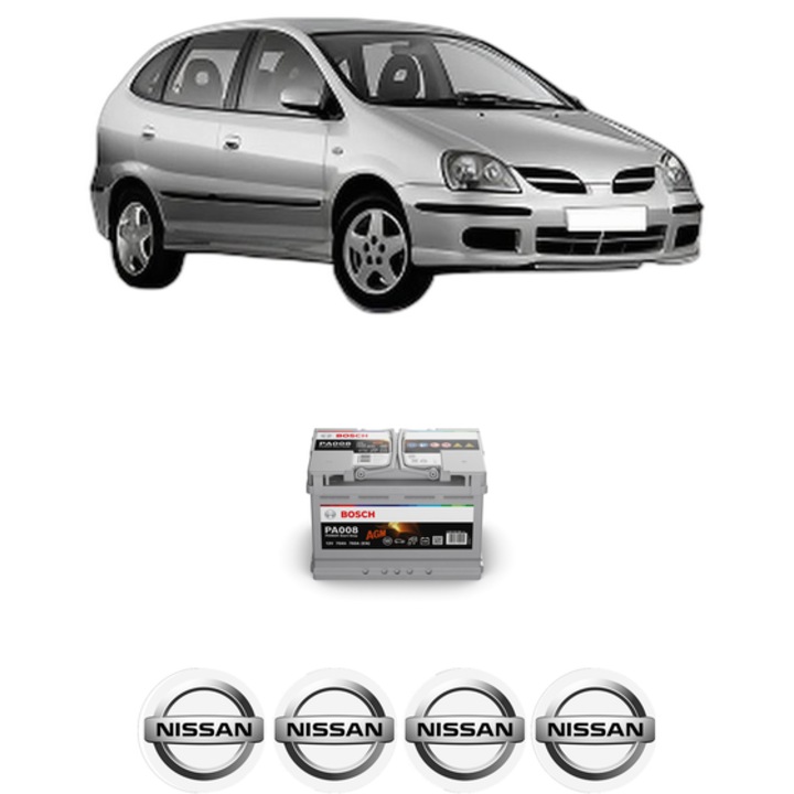 Baterie Acumulator 70 Ah 12 V 760 A NISSAN ALMERA TINO (V10) 2.2 dCi din 2003-2006 KW 100 CP 136 CMC 2184, auto, Bosch, 4x Stickere auto cu NISSAN