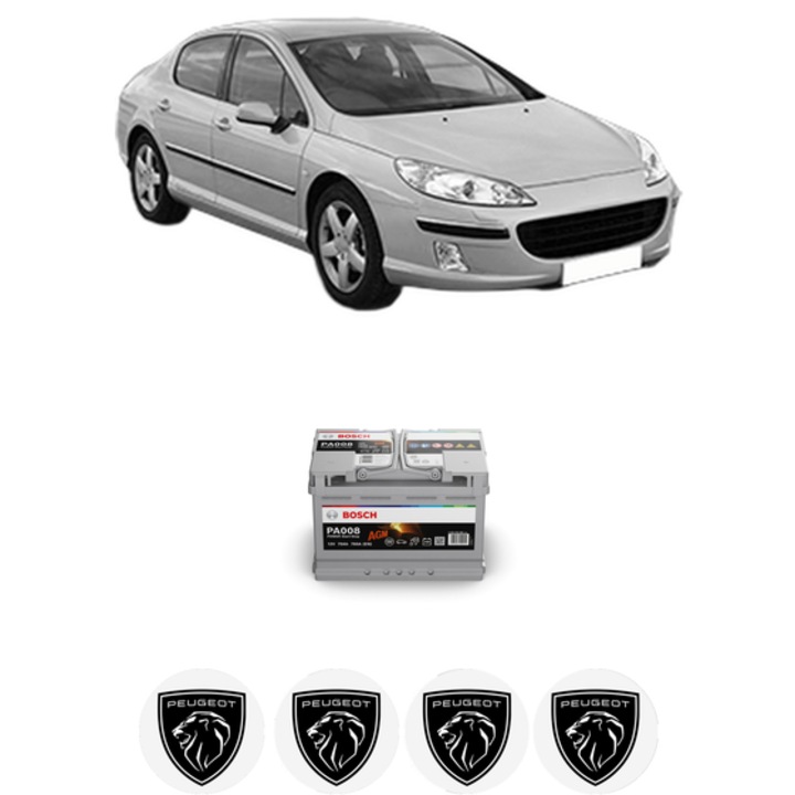 Baterie Acumulator 70 Ah 12 V 760 A PEUGEOT 407 (6D_) 2.0 HDi (6DRHHA) din 2009-2010 KW 120 CP 163 CMC 1997, auto, Bosch, 4x Stickere auto cu PEUGEOT