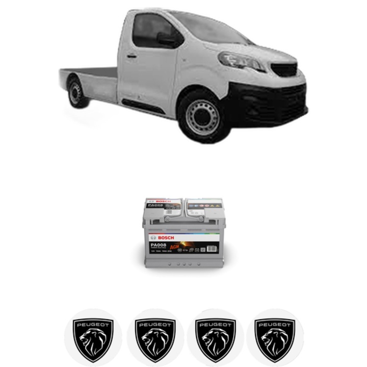 Baterie Acumulator 70 Ah 12 V 760 A PEUGEOT EXPERT Platform/Chassis (V_) 1.6 BlueHDi 95 din 2016 KW 70 CP 95 CMC 1560, auto, Bosch, 4x Stickere auto cu PEUGEOT