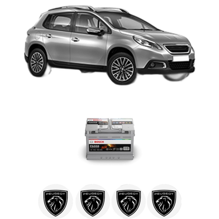 Baterie Acumulator 70 Ah 12 V 760 A PEUGEOT 2008 I (CU_) 1.6 BlueHDi 100 din 2015-2019 KW 73 CP 100 CMC 1560, auto, Bosch, 4x Stickere auto cu PEUGEOT