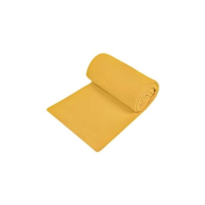 Patura Fleece, Generic, Galben, 240x220 cm, dubla, confort si caldura