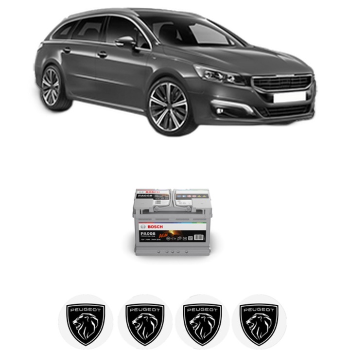 Baterie Acumulator 70 Ah 12 V 760 A PEUGEOT 508 SW I (8E_) 2.0 HDi din 2010-2018 KW 120 CP 163 CMC 1997, auto, Bosch, 4x Stickere auto cu PEUGEOT