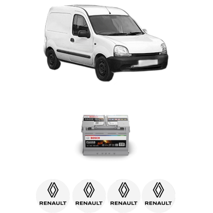 Baterie Acumulator 70 Ah 12 V 760 A RENAULT KANGOO Express (FC0/1_) 1.5 dCi (FC1R) din 2002 KW 42 CP 57 CMC 1461, auto, Bosch, 4x Stickere auto cu RENAULT