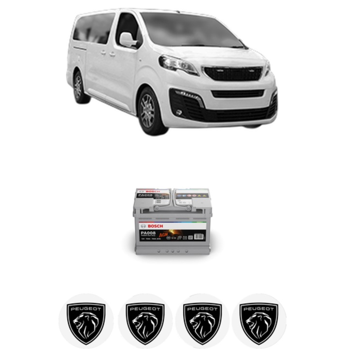 Baterie Acumulator 70 Ah 12 V 760 A PEUGEOT EXPERT Bus (V_) 1.6 BlueHDi 95 din 2016 KW 70 CP 95 CMC 1560, auto, Bosch, 4x Stickere auto cu PEUGEOT
