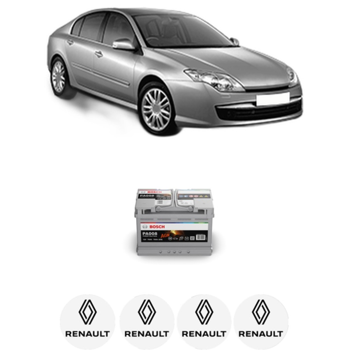 Baterie Acumulator 70 Ah 12 V 760 A RENAULT LAGUNA III (BT0/1) 1.5 dCi (BT00, BT0A, BT0T, BT1J) din 2007-2015 KW 81 CP 110 CMC 1461, auto, Bosch, 4x Stickere auto cu RENAULT