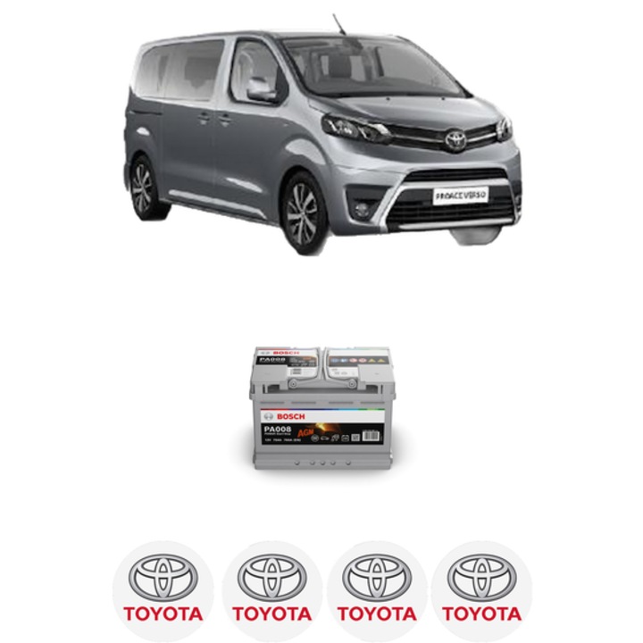 Baterie Acumulator 70 Ah 12 V 760 A TOYOTA PROACE VERSO Bus (MPY_) 1.6 D4d (MPY9) din 2016 KW 70 CP 95 CMC 1560, auto, Bosch, 4x Stickere auto cu TOYOTA