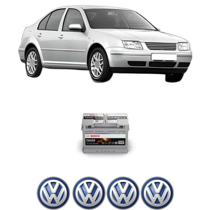 Baterie Acumulator 70 Ah 12 V 760 A Volkswagen BORA I (1J2) 1.9 TDI 4motion din 2000-2005 KW 74 CP 101 CMC 1896, auto, Bosch, 4x Stickere auto cu Volkswagen