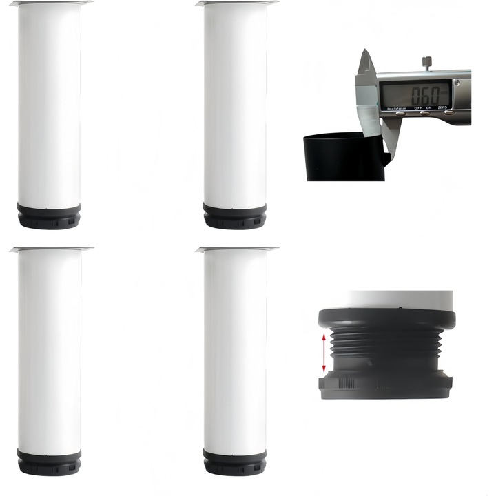 Picioare de mobila 30cm, bianche, set pentru mese si dulapuri