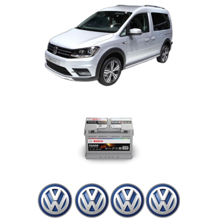 Baterie Acumulator 70 Ah 12 V 760 A Volkswagen CADDY ALLTRACK IV MPV (SAB) 2.0 TDI din 2015-2020 KW 55 CP 75 CMC 1968, auto, Bosch, 4x Stickere auto cu Volkswagen